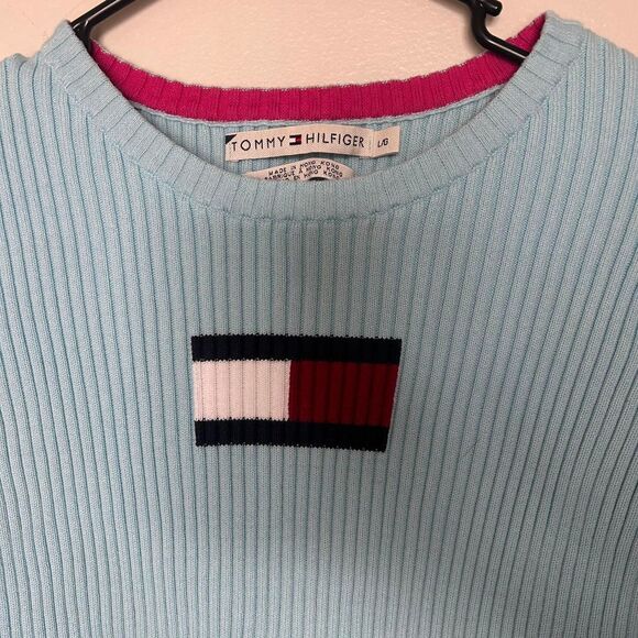 vintage Y2K 2000s retro Tommy Hilfiger blue long sleeve top - Picture 2 of 4